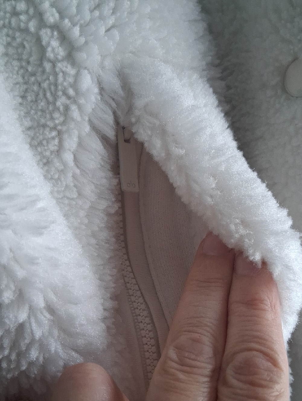 Alo Yoga Sherpa Zip Up Collared Jacket White Small Oversized - Picture 9 of 14